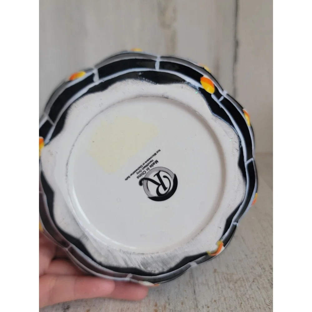 Halloween ceramic spider candy corn bowl dish spider web Unique Home decor